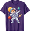 Hamster Astronaut Dabbing Funny Space Animal for Kids T-Shirt - Purple