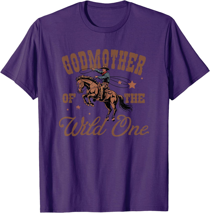Vintage Birthday Cowboy Co Tee By PDQC Godmother of The Wild One Cowboy Western Rodeo Party T-Shirt - Purple