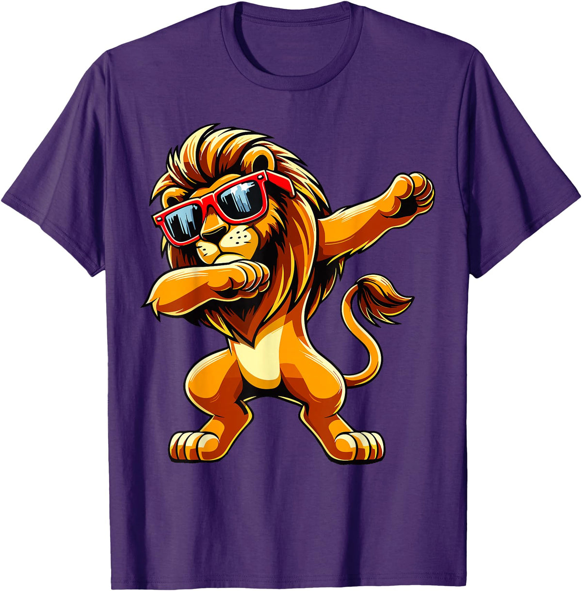 Funny Lion Lover Dabbing Lion Sunglasses T-Shirt - Purple