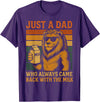 Lion Papa Funny Fathers Day Dad Husband Apparel Vintage Lion Just A Dad Who Always Came Back With The Milk T-Shirt - Purple