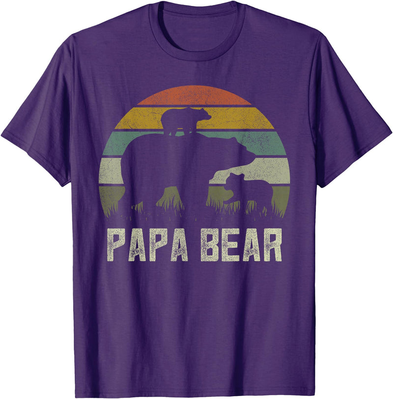 Bear Cubs Family Matching Gifts & Shirts Clothing Funny Papa Bear Shirts, Cub 2 Kids Fathers Day Grandpa T-Shirt - Purple