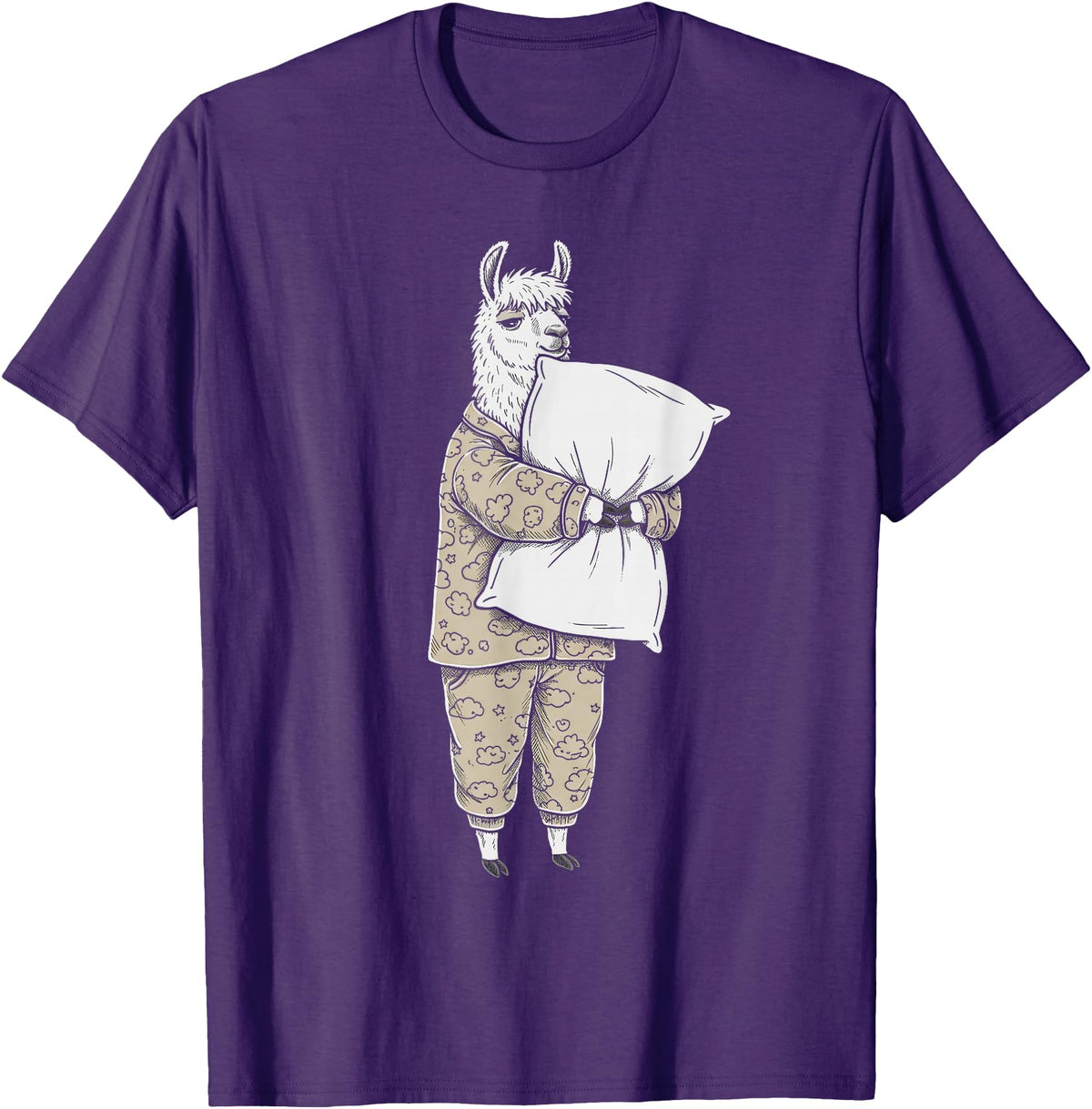 Sleeping & Napping Funny Designs For Nap Lovers Funny Sleepy Llama Alpaca Pajama Women Kids Boys And Girls T-Shirt - Purple