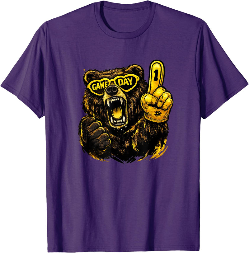 Cool Hockey Lion Game Day Sports Gift Funny Hockey Bear Game Day Vintage Shirt for Fans T-Shirt - Purple