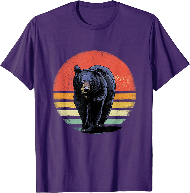 Wowsome! Retro Vintage Black Bear T-Shirt - Purple