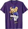 BERSLL Cute Teddy Bear Baseball Jug Sweatshirt T-Shirt - Purple