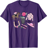Horse Racing Derby Day Men Women Kids Gift Horse Racing Doodles Derby Day Funny Silks Jockey T-Shirt - Purple