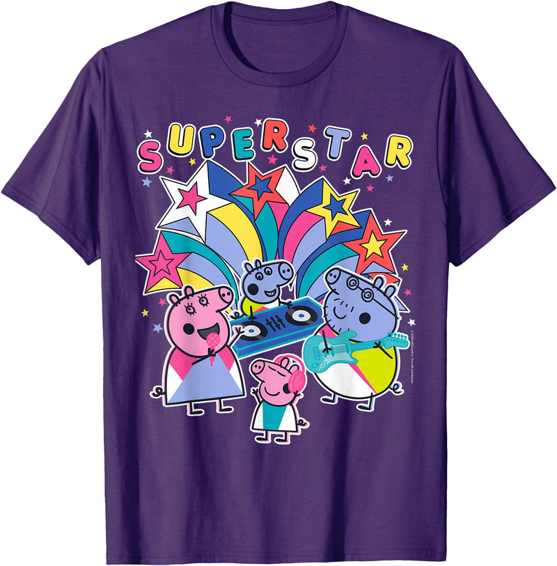 Peppa Pig Super Star Poster T-Shirt - Purple