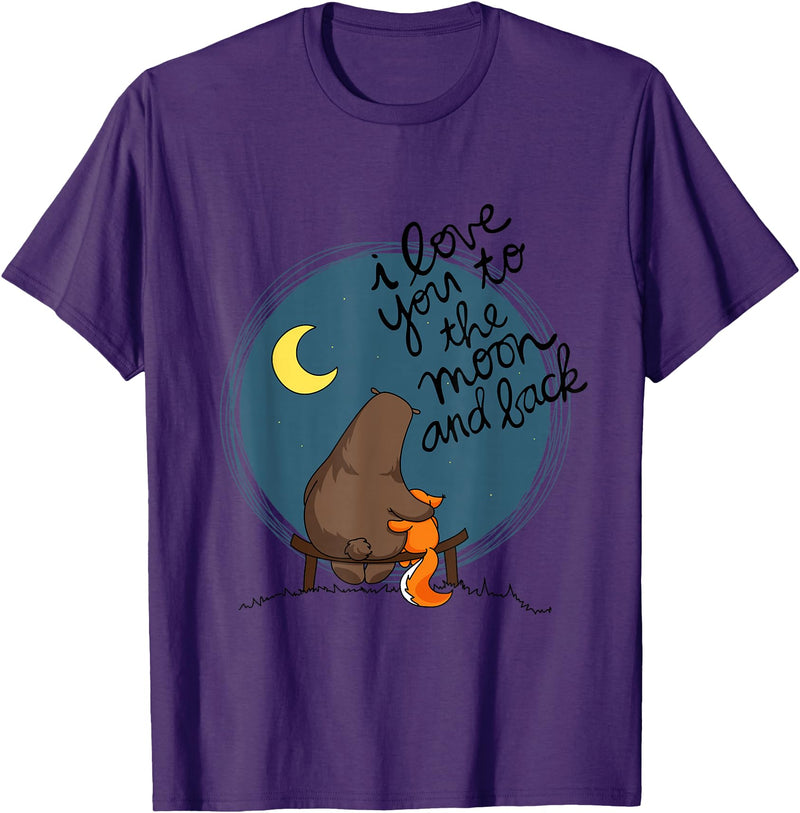 Little Squirrel Designs Cute I Love You To The Moon And Back Bear & Squirrel T Shirt T-Shirt - Purple