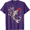 Japanese Koi Fish Vintage Japanese Koi Fish Lotus Flowers Vintage Art Japan T-Shirt - Purple