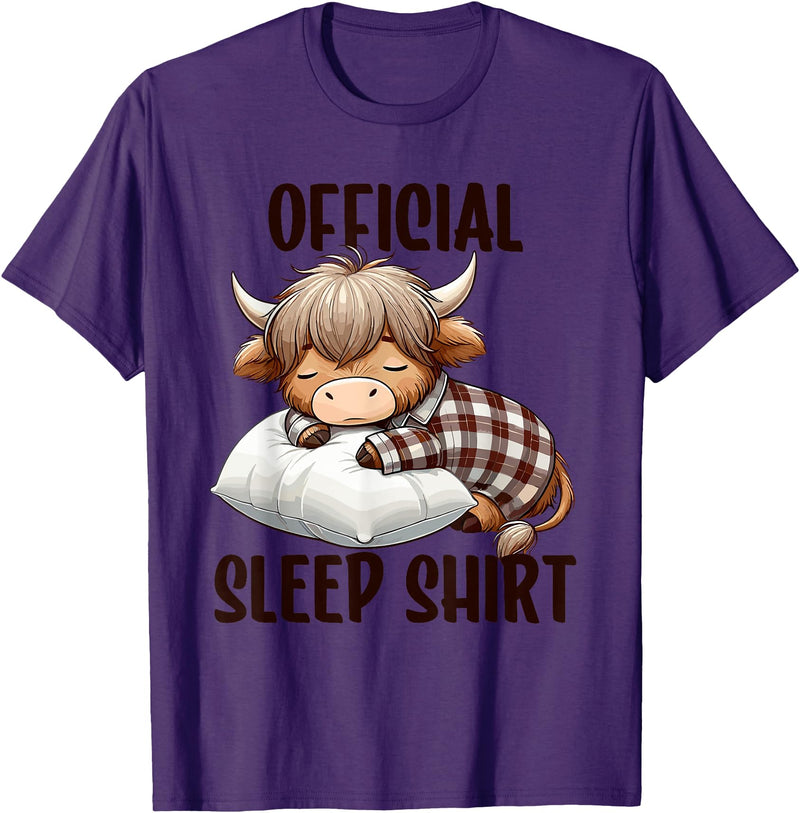 Animal Sleepwear & Night Pajamas Kids Women Men Highland Cow, Nightgown Official Sleepshirt Nightshirt Sleep T-Shirt - Purple
