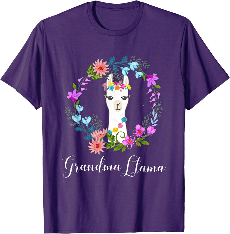ALPACA FANS, LAMA LOVERS DESIGNS Cute Grandma Llama for Alpaca Fans T-Shirt - Purple
