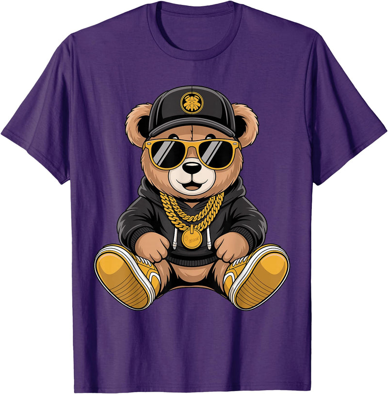 Magical and Funny Teddy Bear Gifts Cool Teddy Bear Hip Hop T-Shirt - Purple