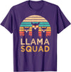 Llama Squad With Glasses Funny Funny Llama Squad Sunglasses Cool Llamas Vintage Gift T-Shirt - Purple