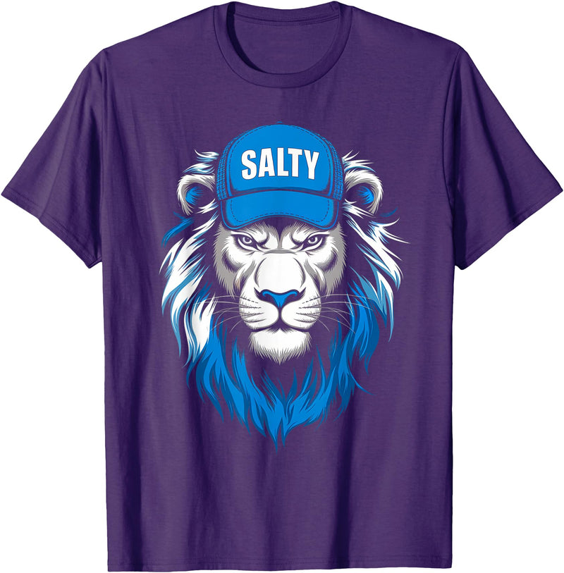 I Liked The Lions Before It Was Cool Tees Blue Lions Salty Wearing Hat Salty Cool Lions Strong Lions T-Shirt - Purple