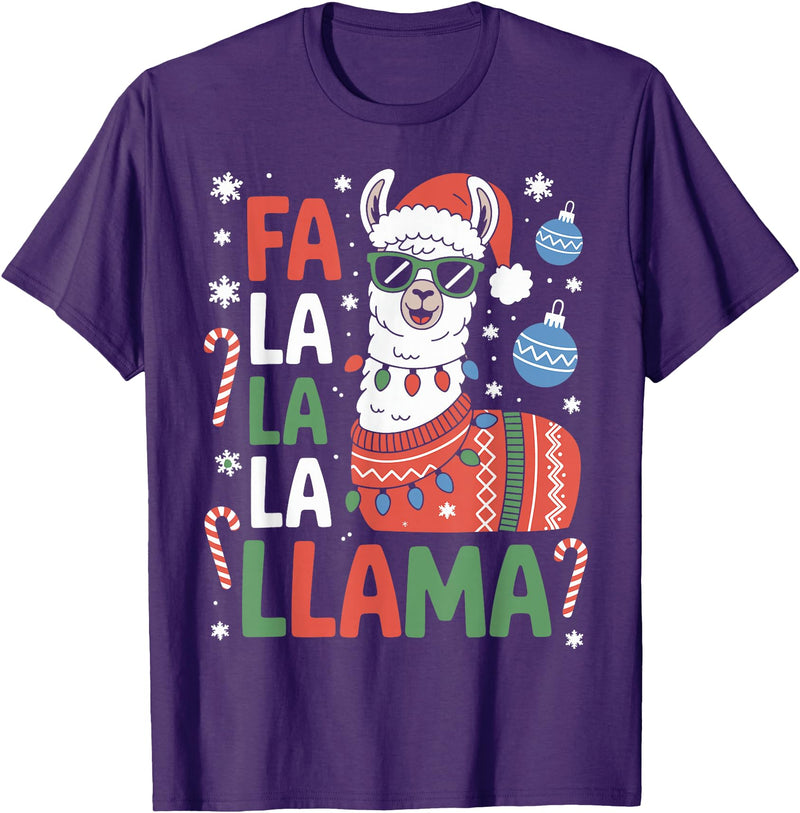 Festive Animal Christmas Funny FA La La La Llama Christmas Holiday Animal Design T-Shirt - Purple