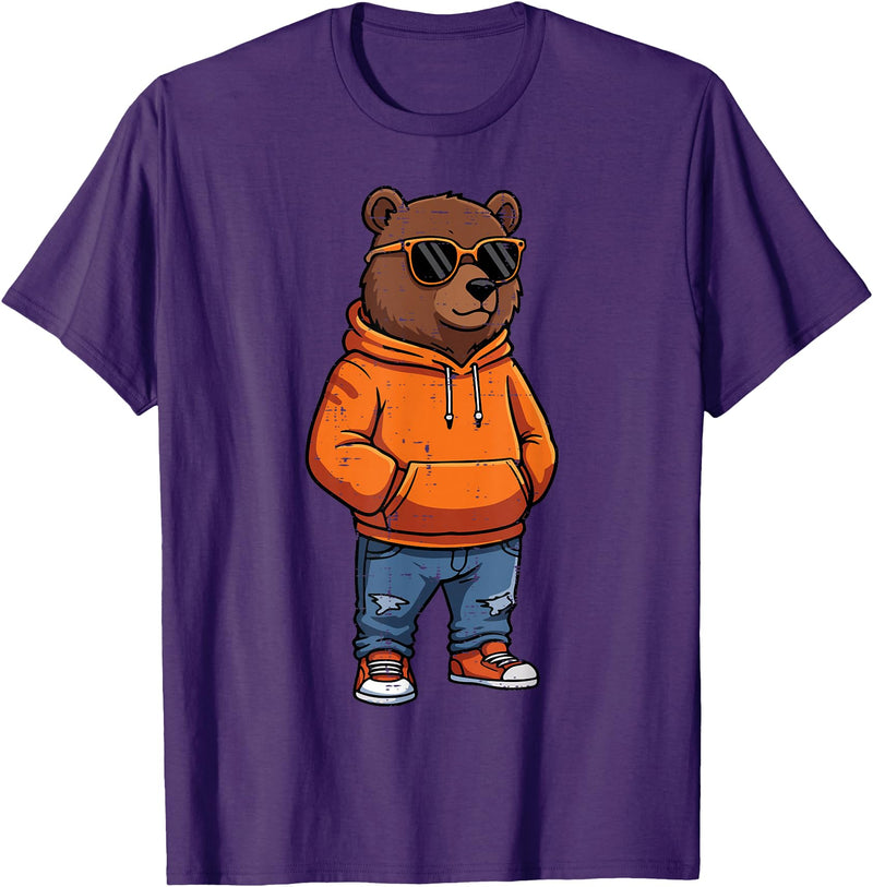 Bear Shirts For Men Women Kids Gifts Cool Bear Sunglasses Men Women Kids Boys Girls Youth Teen T-Shirt - Purple