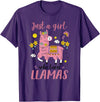 Llama Shirt Kids Girls Toddler Just A Girl Who Loves Llamas T-Shirt - Purple