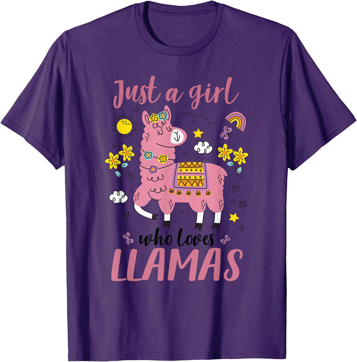 Llama Shirt Kids Girls Toddler Just A Girl Who Loves Llamas T-Shirt - Purple