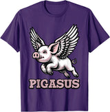 Mythical Pigasus Flying Pig Pigasus Flying Pig Animal Mythical Pig Lover T-Shirt - Purple