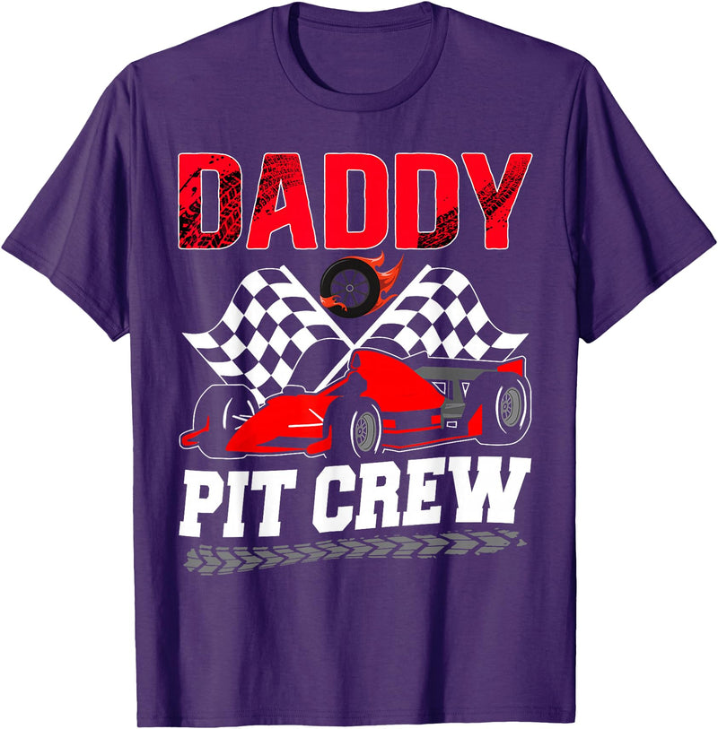 Pit Crew Birthday Boy Funny Party Family Daddy Pit Crew Racing Family Race Car Birthday Boy T-Shirt - Purple