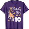 Giraffe Birthday Party by LazyPanda Giraffe 10th Birthday Girl 10 Years Old Giraffe Lover T-Shirt - Purple