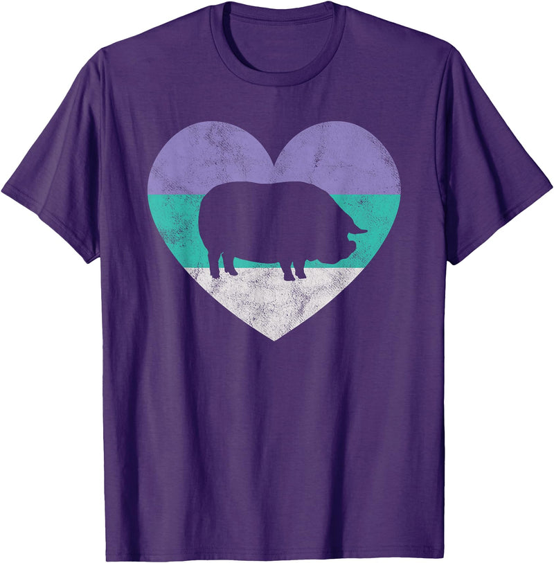 Animal Pet Shirts And Hoodies Retro Vintage Gifts Pot Belly Pig Gift Shirt For Women & Girls Retro Cute T-Shirt - Purple