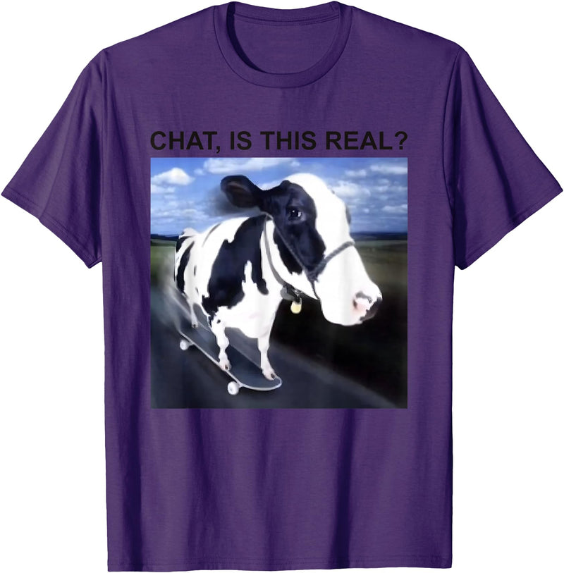 Chat Is This Real Skateboarding Dairy Cow Tees Chat Is This Real Skateboarding Dairy Cow T-Shirt - Purple