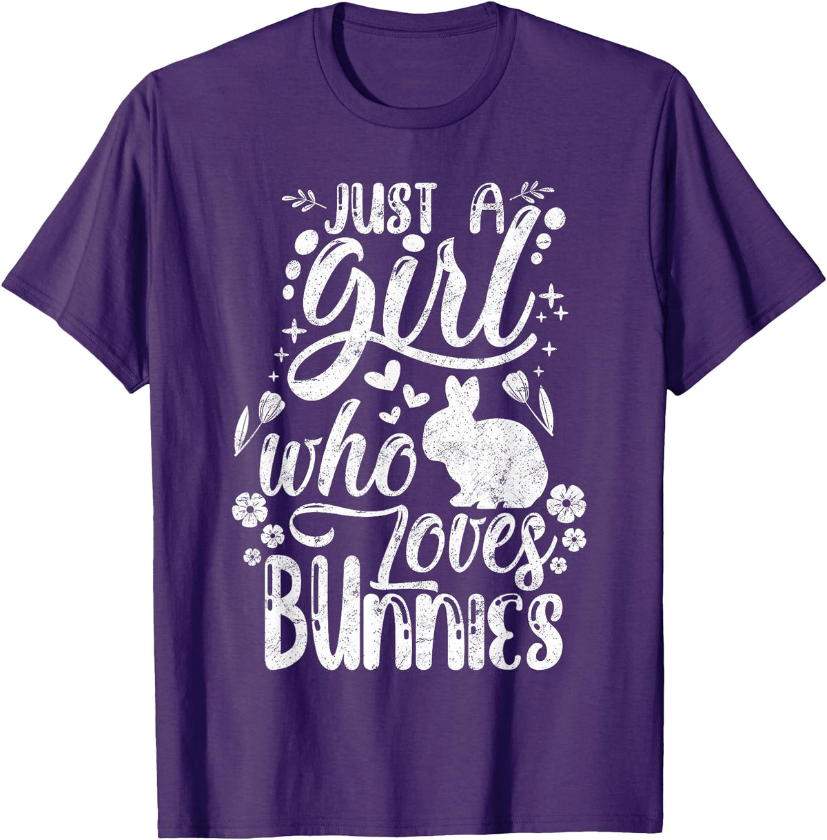 Funny Just a Girl Who Loves Bunnies Cute Rabbit Lover T-Shirt in Purple