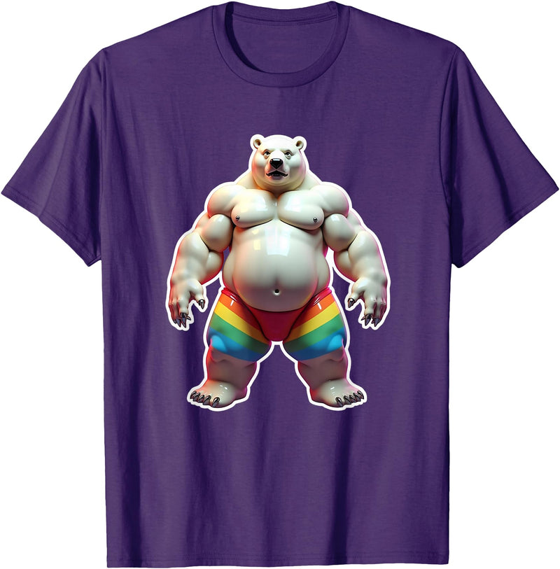 Jay Moe Design "I Love Bears" Fun Gay Pride Vintage Rainbow T-Shirt - Purple
