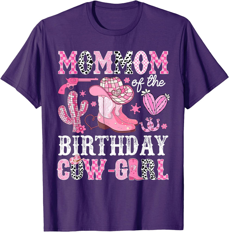 Pink Western Cowgirl Bday Party Family Matching Mommom Of The Birthday Cow-Girl Rodeo Cowgirl Bday T-Shirt - Purple
