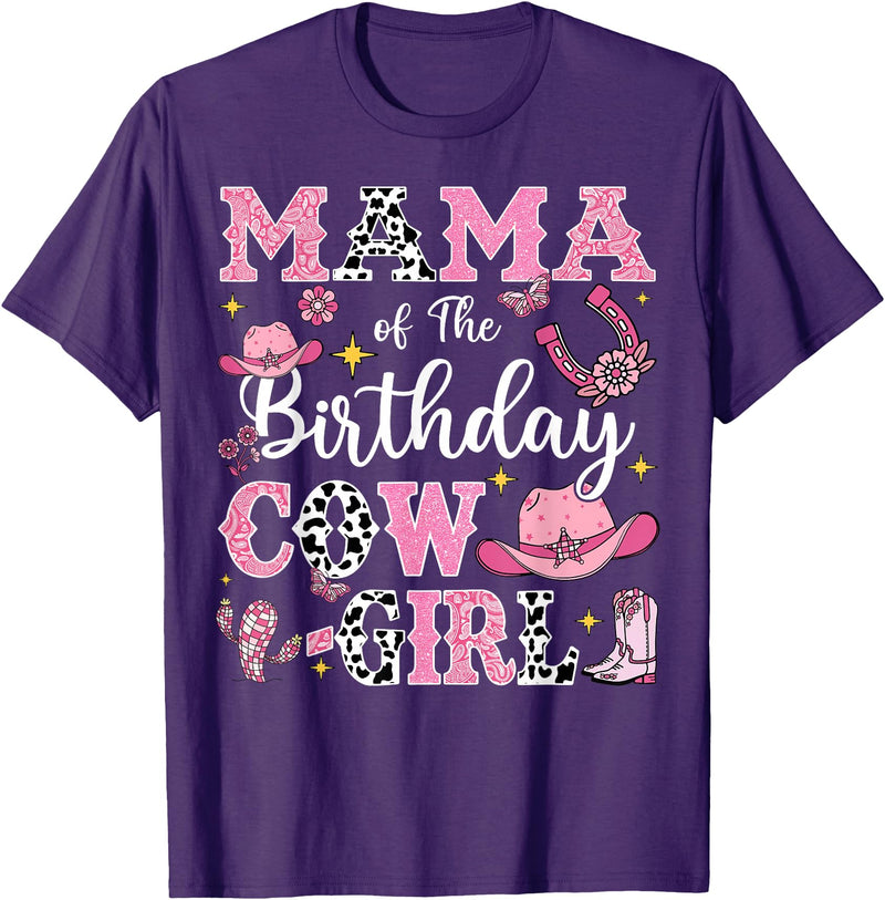 Birthday Girl CowGirl Matching Family Mama Of The Birthday Cow-Girl Rodeo Cow Girl Birthday T-Shirt - Purple