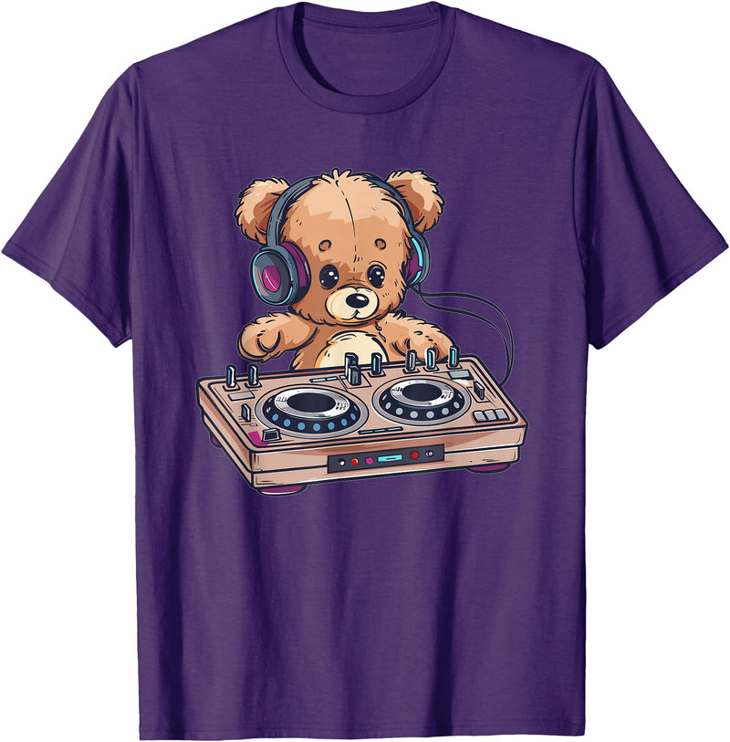 Colorful Teddy Art I Kids Teddy Bear Cute Teddy DJ T-Shirt - Purple