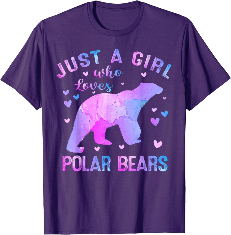 Just A Girl Who Loves Polar Bear Gifts Outfit Colorful Just A Girl Who Loves Polar Bears Women Girls T-Shirt - Purple