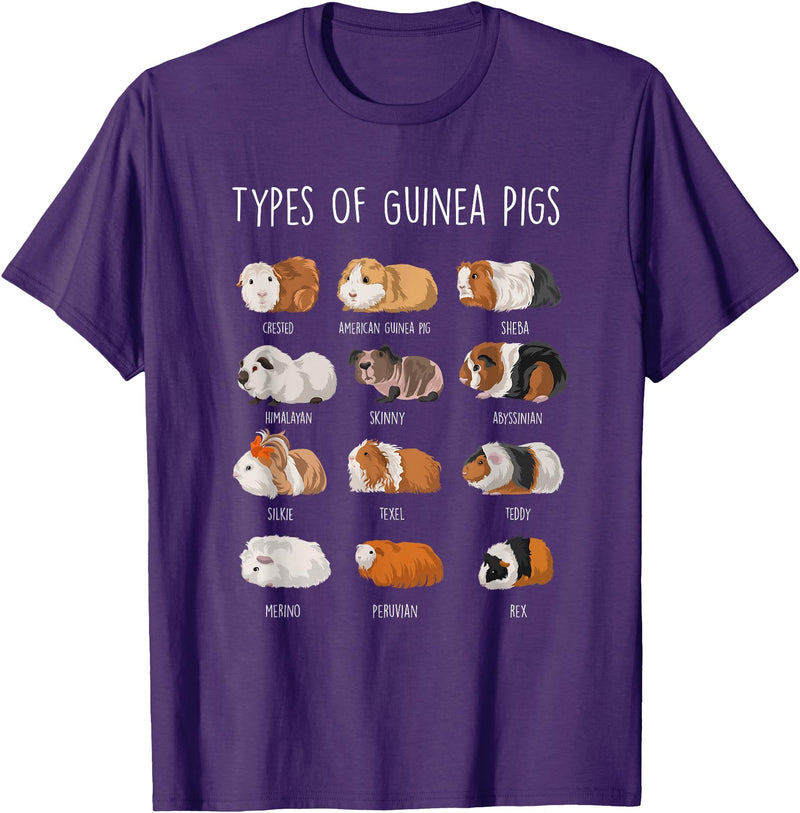 Funny Guinea Pig Sayings Design Shop Guinea Pig Types Of Guinea Pigs T-Shirt - Purple