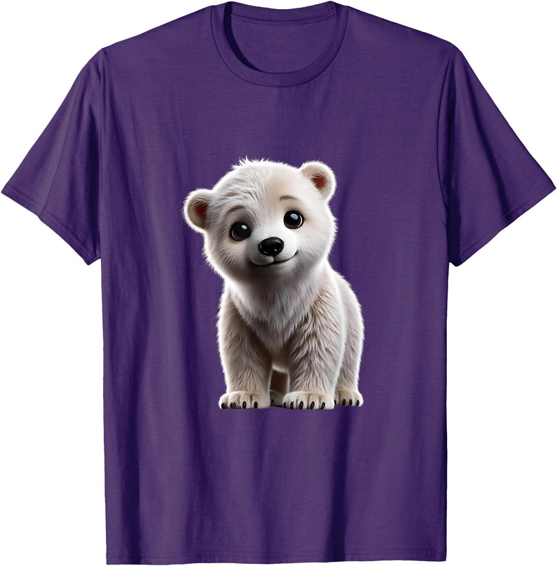 Just Sweet Designs Cute Polar Bear Cub | Polar Bear Lovers T-Shirt - Purple