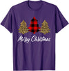Merry Christmas Plaid Apparels Co. Merry Christmas, Leopard buffalo plaid Christmas tree Xmas T-Shirt - Purple