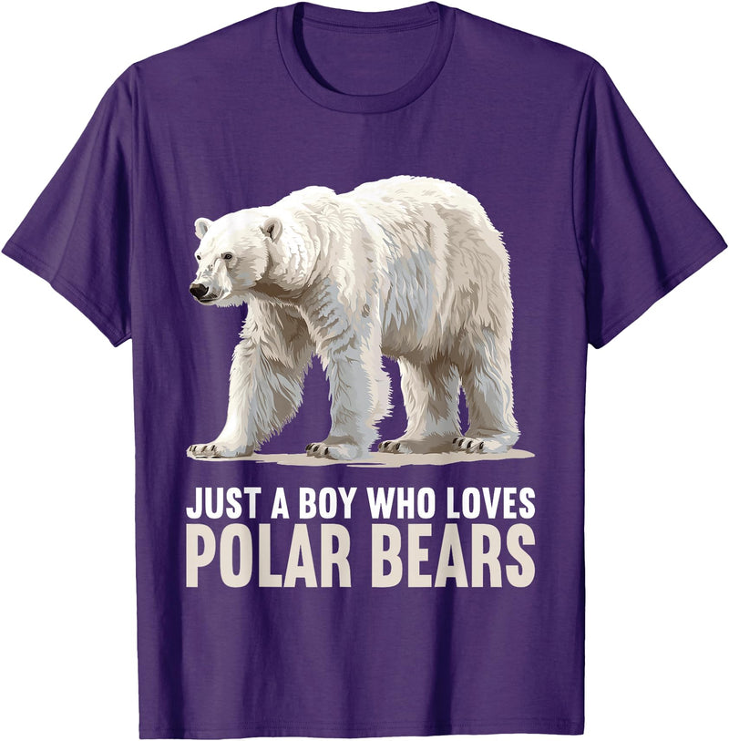 Polar Bears Polar Bear Lovers Shop Just a Boy who loves Polar Bears Polar Bear T-Shirt - Purple