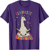 Funny Llama Yoga T-Shirt Llama Llamaste T-Shirt - Purple