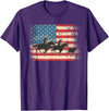Rodeo Western Horse Team Roping Rodeo Horse Cowboy American USA Flag T-Shirt - Purple