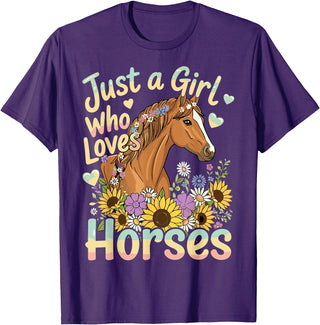 Funny Horse Lover Just A Girl Who Loves Horses T-Shirt - Purple