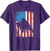 Horse Lovers T-Shirts Gifts Clothing & Equipment Steer Wrestling USA Flag Roping Rodeo Event Chute Dogging T-Shirt - Purple
