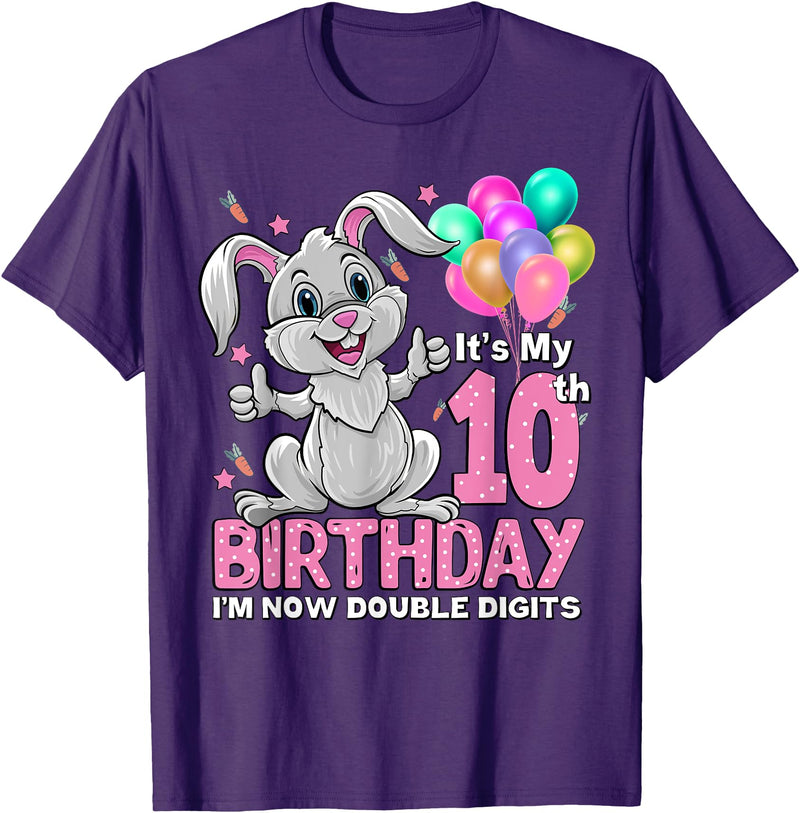 It's My 10th Birthday Rabbit 10 Years Old Girl T-Shirt in Purple