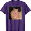 Hamster Meme Peace Sign Funny Pet Owner Trendy T-Shirt - Purple