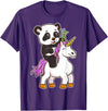 Panda Bear Unicorns Boys Girls Kids Panda Riding Unicorn Cute Magical Animals T-Shirt - Purple