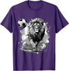Passion For Sports Style Lion Playing Soccer Sports Team Animal T-Shirt - Purple
