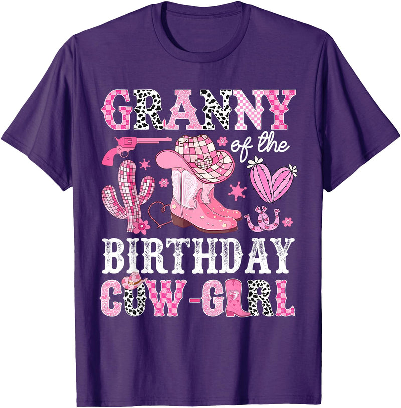 Pink Western Cowgirl Bday Party Family Matching Granny Of The Birthday Cow-Girl Rodeo Cowgirl Bday T-Shirt - Purple