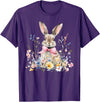 Funny Bunny Wildflower Rabbit Eggs Happy Easter Retro Trendy T-Shirt in Purple