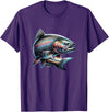 Steelhead Fishing - Unisex Adults & Kids Fishing T-Shirt - Black - Small - Short Sleeve - Cotton & Polyester - Modern Fish Graphic - Crew Neck - Regular Fit - Pull On - Imported - Purple