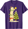 Cute Xmas Bear Cartoon for Kids and Family Cute Polar Bear Stacking Star on Tree Christmas T-Shirt - Purple
