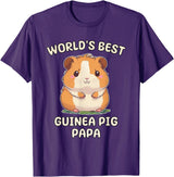 Best & Fun Guinea PIg Designs Funny World's Best Guinea Pig Papa Dad T-Shirt - Purple